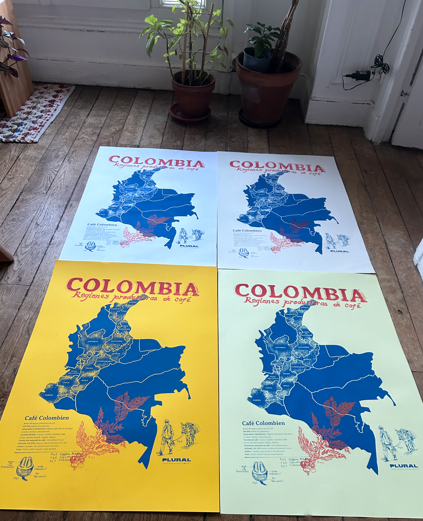 Affiche -  La carte de café Colombien. Format 50x70